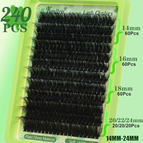 Lash Clusters Kit 14-24mm 180D Volume Eyelash Extensions 240Pcs
