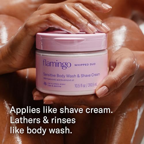 Flamingo Whipped Shave Cream & Body Wash Duo - 10.5 fl oz Pack of 2 for Sensitive Skin