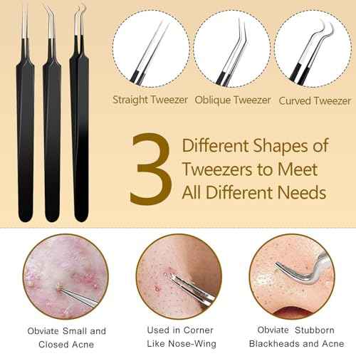 40pcs Pimple Popper Tool Kit Stainless Steel Blackhead Remover Tool Comedones Extractor for Forehead Facial Nose Lightweight Acne Needle Tool with Metal Case for Travel Home Use