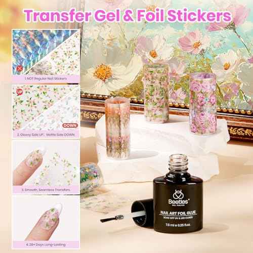 beetles Gel Polish Kit - 36 colors Pastel Christmas Polish Blue Green Glitter Nail Polish with Nail Art Foil Glue Base Coat Glossy Top Coat Impressionist Garden Soak off Uv Gel Manicure Kit Gifts