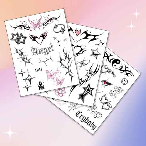 Cute Y2K Temporary Tattoos | Realistic Waterproof Fake Tats | Festival, Bachelorette, Halloween, Birthday Favors, Accessories