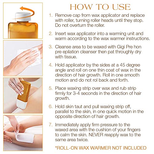 GiGi All Purpose Honee Roll-On Hair Removal Wax, Easy and Quick, Soft Wax Refill, 2.8 oz., Pack of 12
