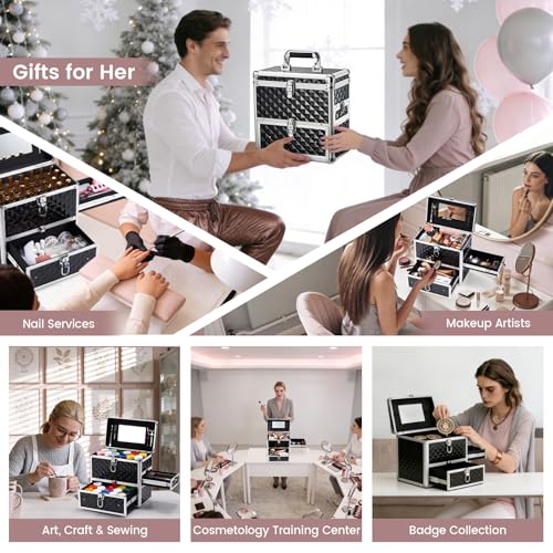 Frenessa Nail Polish Organizer Case with Mirror & Lock