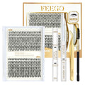 FEEGO Eyelash Extensions Kit Lash Clusters DIY Lash 280pcs 9-16mm Individual Lashes Clusters 20D 30D D Curl Eyelash Extension Kit Individual Lashes, Lash Bond, Seal Glue, Remover (2030D Charming Kit)