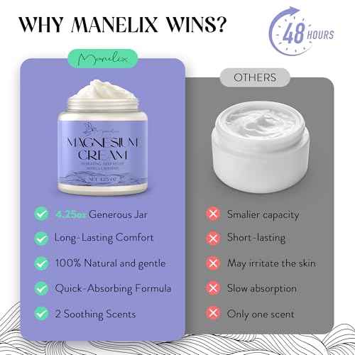 Magnesium Cream for Sleep - Topical Magnesium for Women, Muscle Relaxation, Calm, Moisturizing with Coconut Oil, Shea Butter & Hyaluronic Acid, 4.23 OZ, Safe for Kids (4.23 Ounce, Lavender)