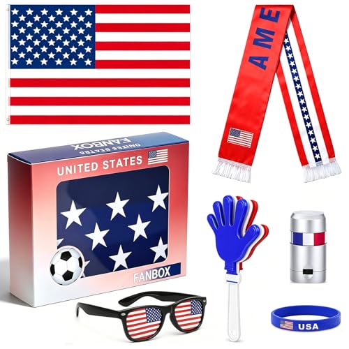 2026 World Cup USA Fan Kit with Flag, Sunglasses, Banner, Clapper, Wristband & Face Paint