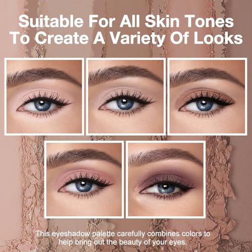 Matte Nude Eyeshadow Palette ? 5-Color Neutral Peach Brown & Taupe Eye Shadow, High Pigment Blendable Long-Lasting Soft Nude Makeup Palette for Daily Natural Looks, Mature Eyes, Blue Green Brown Eyes