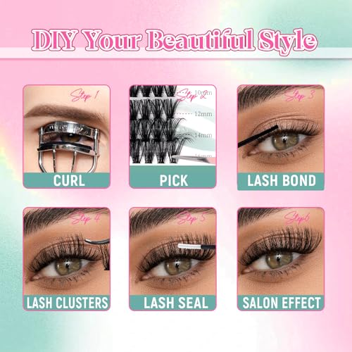 FADVAN Cluster Lashes 156PCS DIY Eyelash Extensions 8-16mm