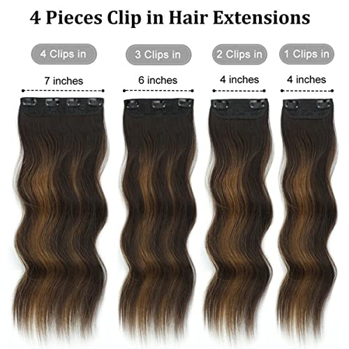 Bilisar Clip in Hair Extensions for Women Highlight Wavy Curly Long Synthetic Hairpieces for Women 20 inch 4pcs Ash Brown mix Ash Blonde Full Head