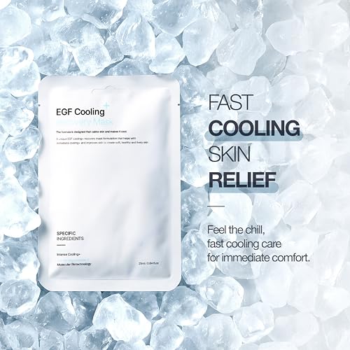 POESIA EGF Cooling + Recovery Sheet Mask Set ? -8¡ÆC Instant Chill | Korean Pore-Refining Face Mask with Allantoin, Witch Hazel & Ceramides | 5 Sheets | Soothes, Brightens, Tightens