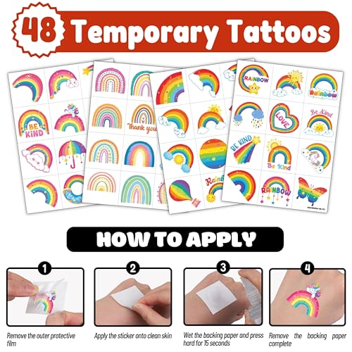 72 Pc Rainbow Party Favors Set - 24 Punch Balloons & 48 Tattoos