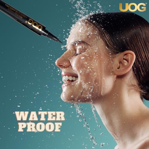 UOG Liquid Eyeliner - Waterproof, Smudge-Proof, Quick-Dry with Precise Slender Brush Tip. No-Skip, Allergy-Free, Long-Lasting up to 72 Hours. 1.0mL/0.035 Fl oz