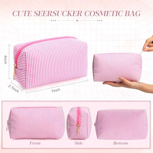 Sanwuta 6-Piece Seersucker Cosmetic Bag Set with Zipper
