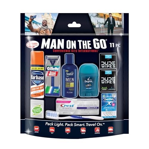 Men's 11 Piece Travel Kit with Grooming Essentials and Women's 10 Piece Deluxe Travel Kit with TSA Compliant Toiletries