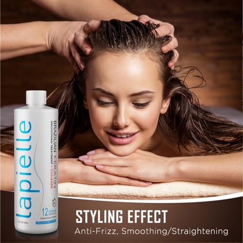 Lapielle - Brazilian Keratin Formaldehyde Free Hair Straightening Treatment - Ideal for Moisturizing Straight Hair and Eliminating Frizzy Hair - 16 oz