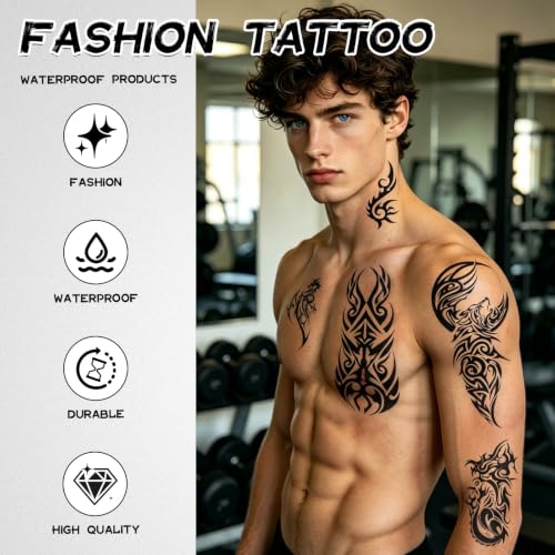 Tribal Totem Temporary Tattoos - 23 Sheets Half Sleeve