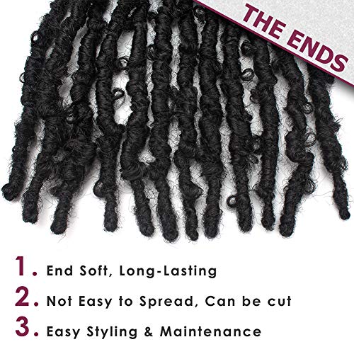 Niseyo Butterfly Locs Crochet Hair 12 Inch 1 Pack Pre-Looped Distressed Locs Crochet Braids (1B)