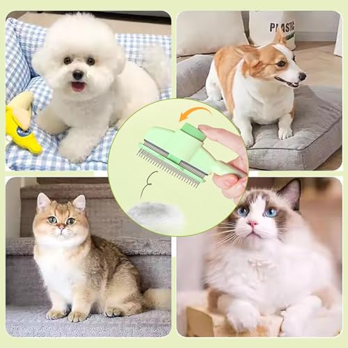 Pet Hair Removal Comb for Cats & Dogs - Flea, Tangle & Shedding Grooming Brush
