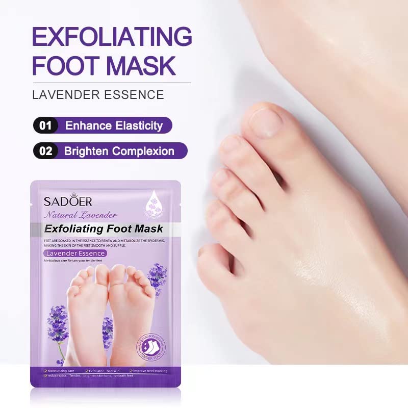 Lavender Exfoliating Foot Peel Mask - 6 Pack for Soft Feet