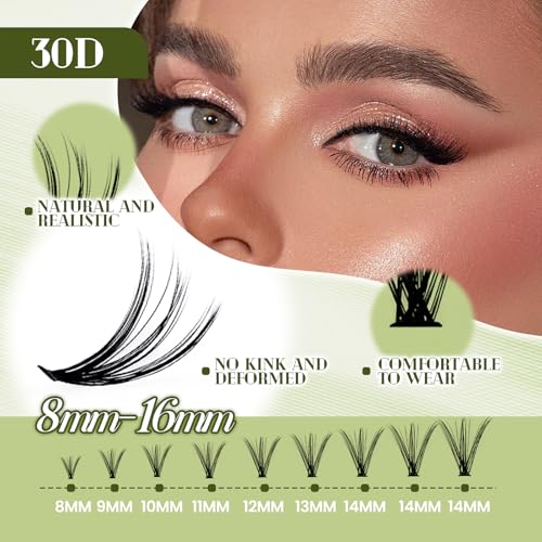 FADVAN DIY Lash Extension Kit - 280pcs 30D Eyelash Clusters 8-14mm