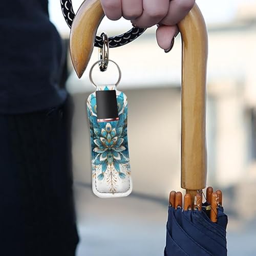 Geometric Butterfly Peacock Boho Lion Travel Bottle Keychain Holders Clip On Lipstick Sleeve Sleeve Holder Keychain
