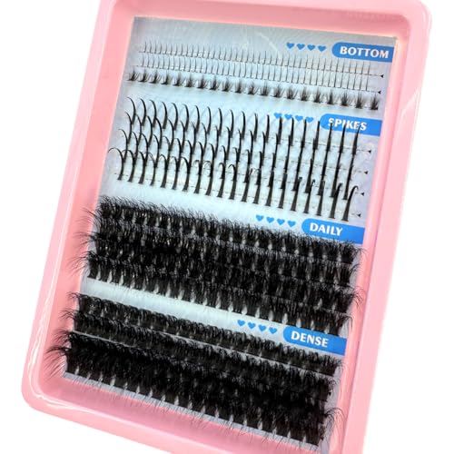 HBZGTLAD Lash Clusters with Spikes 60D-150D Volume Eyelash Extensions DIY Individual Lashes Strip Mink Spiky Cluster Lashes (Cluster Lashes with Spikes 60D+80D)