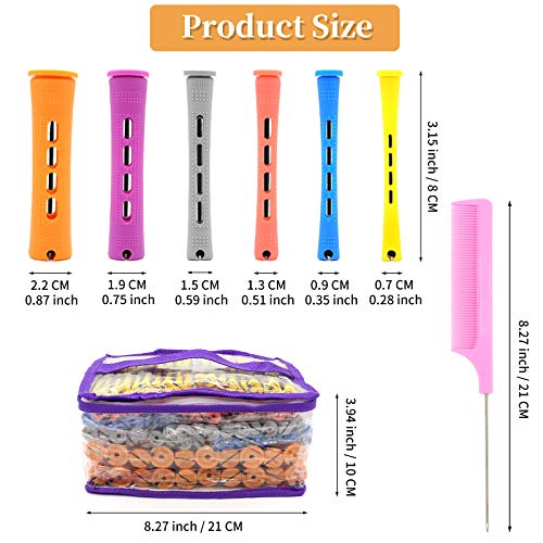 100 Pcs Hair Perm Rods Set - 5 Sizes Heatless Curlers with Comb