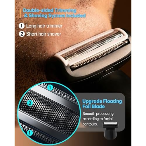 Beard Mustache Trimmer with 3 Attachments, 40 Adjustable Precisions, Waterproof, 240 Min Runtime - Personal Body Hair Trimmer for Men & Women Gift Choice