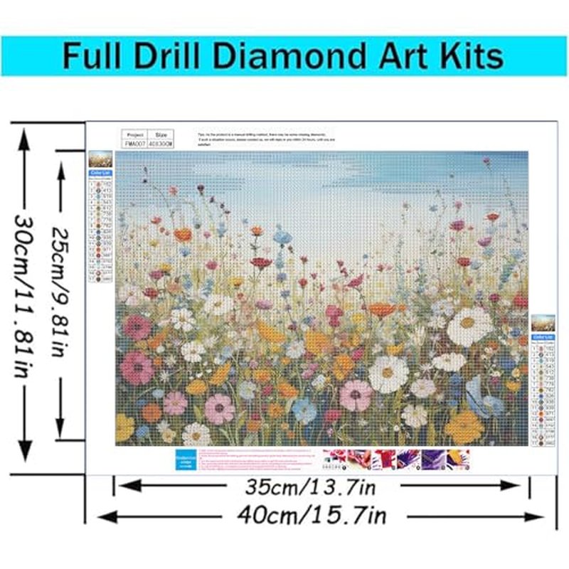 5D Diamond Painting Kit - Sea of Flowers Art for Adults & Beginners