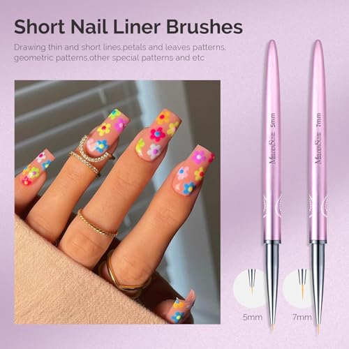 MelodySusie Nail Art Liner Brushes Set - 5Pc Professional Gel Polish Painting Pen