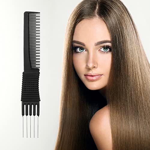 Leinuosen 3-Pack Carbon Teasing Combs with Metal Prongs