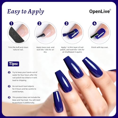 OpenLive Nail Polish 18ml Blue Large Volume Quick Dry Dark