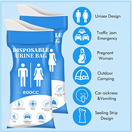 DIBBATU Disposable Urine Bag,12 PCS 800ML for Travel, Emergency Portable Pee Bag and Vomit Bags, Unisex Urinal Bag as Toilet Bag Suitable for Camping, Traffic Jams, Pregnant, Patient, Kids