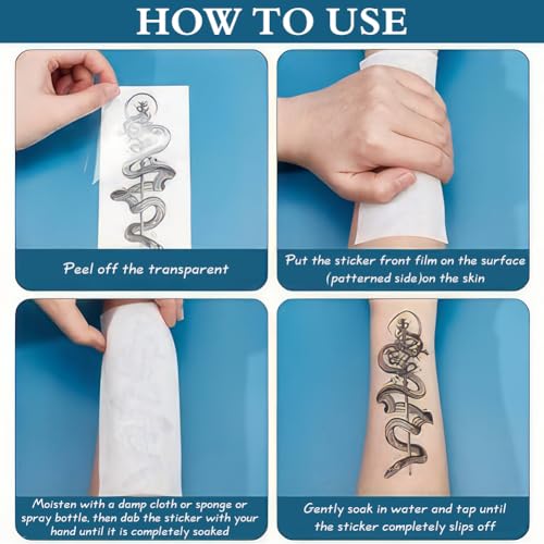 Snake Temporary Tattoos - 20 Sheets Waterproof Stickers