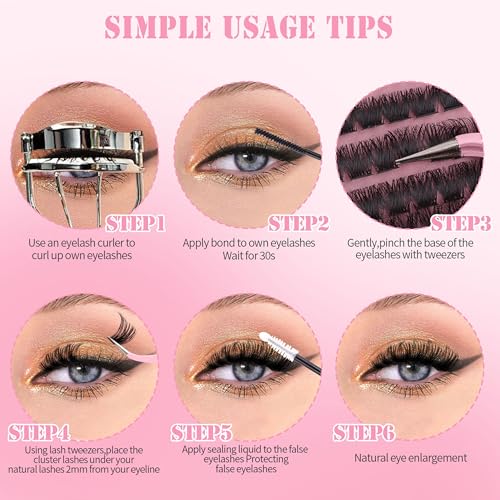 Cluster Lashes Kit 60D-200D with Bond & Seal - DIY Eyelash Extensions