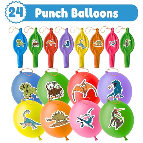 Dinosaur Party Favors Set - 72 Pc Bundle with Balloons & Tattoos