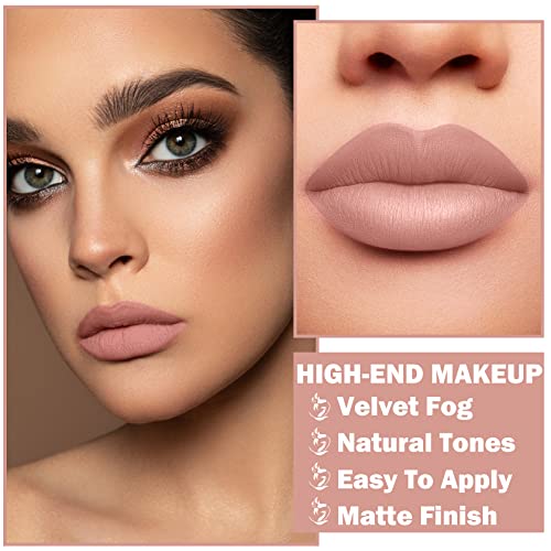 Matte Nude Lipstick Set - 3PC Velvet Long-Lasting Lip Stain
