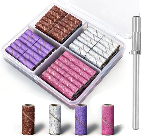 100Pcs Mini Nail Sanding Bands Kit with 3mm Mandrel Bit
