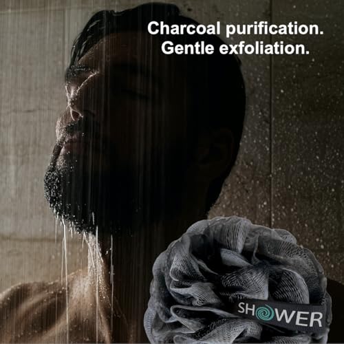 Charcoal Back Loofah with Handle 2-Pack | 17" Long
