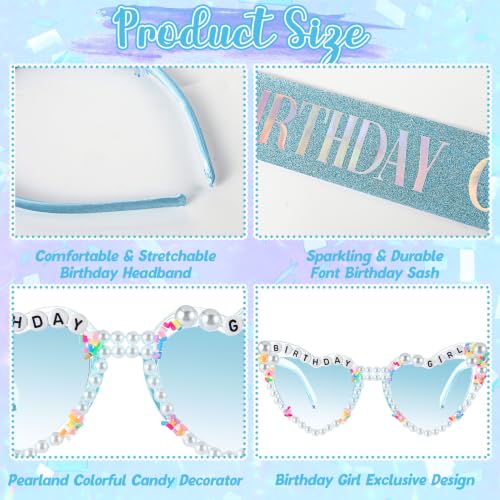 Birthday Girl Sash & Tiara Headband Set - 4 Pc Party Accessories