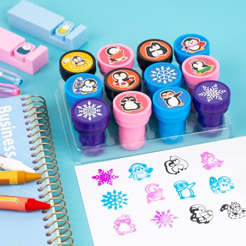 Penguin Party Favors Set - 24 Tattoos & 12 Stamps