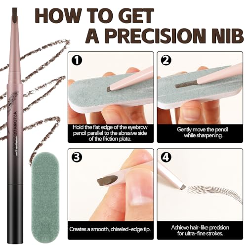 Waterproof Eyebrow Pencil Set with Dual-End Brush & Blade Tip