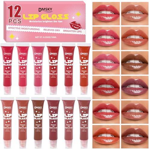 12 Color Lip Gloss Set with Vitamin E & Squalane