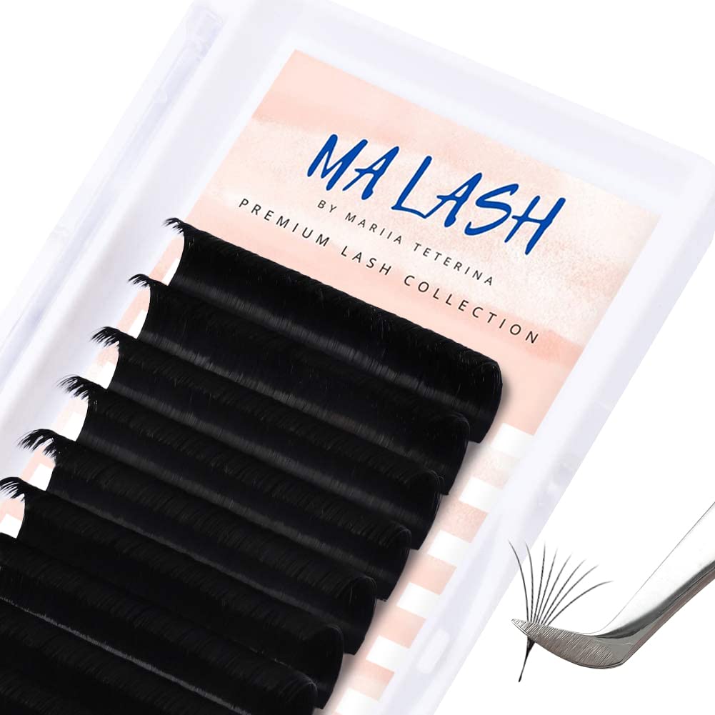 MA LASH C 0.07 12mm Eyelash Extensions Individual Lashes Premium Volume & Classic Lash Soft mixed and single lengths Black Salon Use (C 0.07 (12 mm))