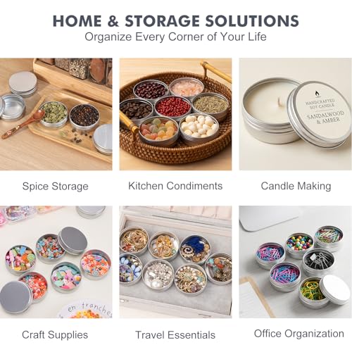 Moretoes 8 Pack 2oz Aluminum Tins with Screw Lids