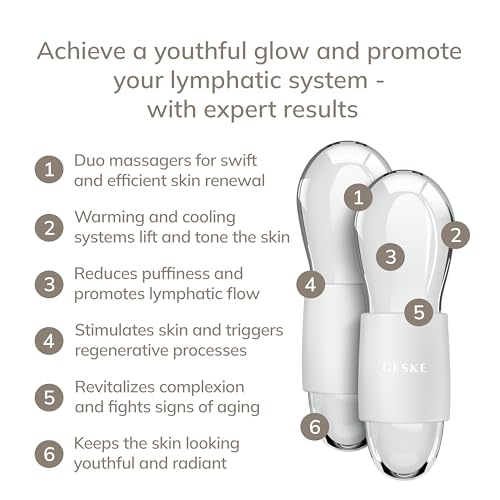 GESKE SmartAppGuided¢â Cool & Warm Duo Eye Massager | 7 in 1 | Time-saving Dual Massager | For Eyes & Face | Battery-free Cooling & Warming | Firms, Relaxes & De-Puffs Skin
