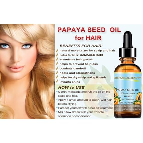 Botanical Beauty PAPAYA SEED OIL. 100% Pure / Natural / Undiluted /Refined Cold Pressed Carrier Oil. 0.5 Fl.oz.- 15 ml. For Skin, Hair And Lip Care.
