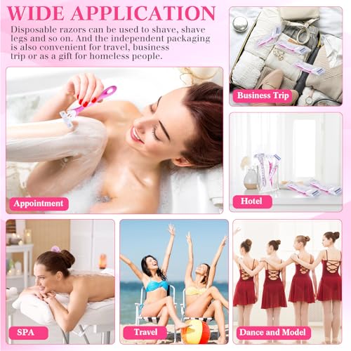 12 Count Women's Disposable Razors Blades Bulk 3 Blade Razors for Women Disposable Head Razor Sensitive Skin Razor Comfortable Shave for Bathing Hotel Travel