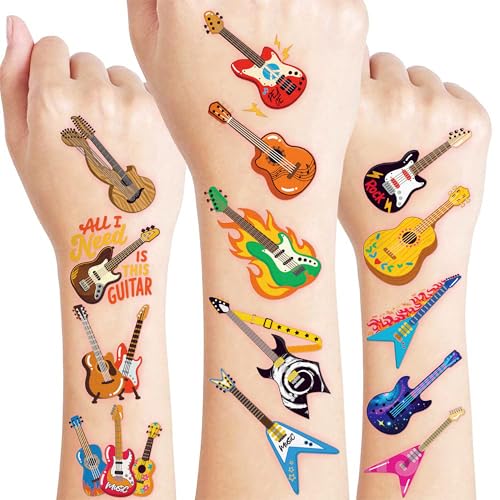 96 PCS Guitar Temporary Tattoos for Kids Party Favors