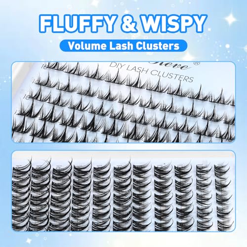 Lash Clusters Wispy Eyelash Clusters DIY Eyelash Extensions 10-16MM C Curl Natural Individual Lashes Fairy 120Pcs Manga Lashes Cluster, DIY Lash Extensions at Home (K02)